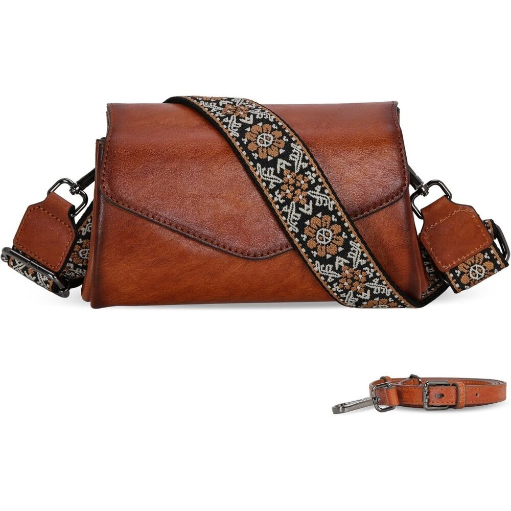 Leather Crossbody Bag for Women Adjustable Straps Small Travel Purse Fashion